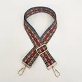 Tracolla etnica colorata con motivi geometrici e fibbie metalliche dorate regolabili - Lunghezza circa 130cm / Fantasia Multicolore A6 Con Accessori Oro