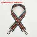Ethnic wide bag strap with teal geometric pattern and adjustable gunmetal hardware - Length approx. 130cm / A6 Multicolor Pattern With Gunmetal Hardware