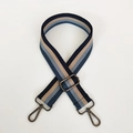 Adjustable 3.8cm wide fabric strap with blue stripes and dark grey metal buckles - Blue Stripe (Gunmetal Hook)