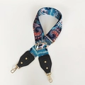 Detail of adjustable paisley canvas strap with metal swivel hooks for handbags - Phoenix Tail Pattern With Black Leather and Gold Hook