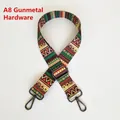 Close-up of bohemian style woven bag strap featuring colorful geometric patterns and gunmetal hardware - Length approx. 130cm / A8 Multicolor Pattern With Gunmetal Hardware
