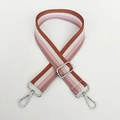 Adjustable 3.8cm multi-colored striped canvas bag strap with silver metal lobster clasps - Pink & Brown Stripe (Silver Hook)