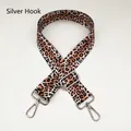 Close-up of leopard print 3.8cm wide bag strap with silver metal hooks and buckle - Length approx. 130cm / Leopard Style 1 + Silver Hook