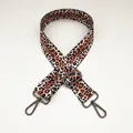 Detail of adjustable leopard print canvas bag strap with gunmetal swivel snap hooks - Length approx. 130cm / Leopard Style 1 + Gunmetal Hook