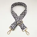 Close-up of leopard print shoulder strap with gold metal hooks and adjustable buckle - Length approx. 130cm / Leopard Style 3 + Gold Hook
