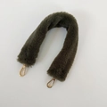 Detail of soft faux fur olive green shoulder strap with golden metal lobster clasps - Length Approx 40cm / Green + Gold Hook