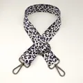 Detail of 3.8cm wide leopard print bag strap in blue-purple with gunmetal hardware hooks - Length approx. 130cm / Leopard Style 3 + Gunmetal Hook