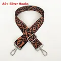 Close-up of ethnic geometric pattern bag strap with silver metal hooks and buckle - A9 Pattern (Silver Hook)