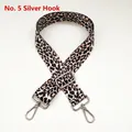 Detail view of 3.8cm leopard print bag strap with silver metal swivel hooks and buckle - Length approx. 130cm / Leopard Style 5 + Silver Hook