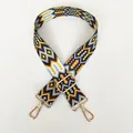 Detail of colorful geometric woven bag strap with golden metal lobster clasps - A14 Pattern (Gold Hook)