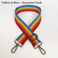 Adjustable rainbow striped bag strap with gunmetal hooks and yellow blue accents - Yellow & Blue Stripe (Gunmetal Hook)