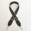 Adjustable canvas shoulder strap in forest green and beige with gold metal hooks - Gold S-Hook Connector Clasp / Dark Green with Dark Green Leather