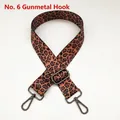 Close-up of leopard print wide bag strap with adjustable gunmetal buckle and swivel hook - Length approx. 130cm / Leopard Style 6 + Gunmetal Hook