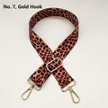 Detailed view of leopard print wide strap with adjustable golden metal buckle and hooks - Length approx. 130cm / Leopard Style 7 + Gold Hook