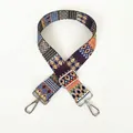 Detail of adjustable geometric patterned bag strap with durable silver lobster hooks - A12 Pattern (Silver Hook)