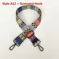 Detail view of ethnic geometric jacquard woven strap with adjustable gunmetal buckle - A12 Pattern (Gunmetal Hook)