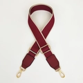 Adjustable burgundy canvas shoulder strap with cream edges and gold swivel hooks - Wine Red with Beige Edge and Wine Red Leather