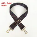 Detail of adjustable wide shoulder strap with ethnic pattern and gold swivel hooks - A13 Pattern (Gold Hook)