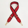 Adjustable red and black canvas shoulder strap with gold metal buckles for cross-body bags - Red with Black Edge and Red Leather