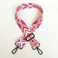 Detail view of ethnic geometric canvas strap with gunmetal swivel snap hooks - A17 Pattern (Gunmetal Hook)