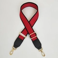 Adjustable red canvas shoulder strap with black edges and gold metal buckles - Red with Black Edge and Black Leather