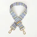 Detail of colorful geometric woven strap with adjustable gold lobster clasp - A19 Pattern (Gold Hook)