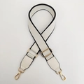 Adjustable white canvas bag strap with black edges and gold metal hardware - White with Black Edge and White Leather