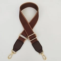 Adjustable brown wide canvas shoulder strap with gold hardware and leather ends - Coffee with Brown Edge and Coffee Leather