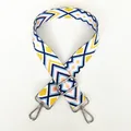 Close-up of geometric jacquard woven strap with durable silver metal swivel hooks - A20 Pattern (Silver Hook)
