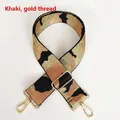 Detail of khaki camouflage webbing strap with gold thread and metal swivel hook buckle - Khaki & Gold Thread