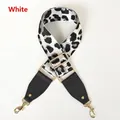 Detail of leopard print bag strap with black litchi leather and gold metal buckle - White (Gold Clasp)