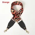 Detail of leopard print wide strap with orange highlights and gold metal lobster clasps - Orange (Gold Clasp)