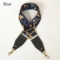 Blue leopard print shoulder strap with lychee leather and golden lobster clasps - Blue (Gold Buckle)
