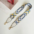Adjustable colorful chevron wide shoulder strap for handbags with gold metal hooks - White Pink and White Leather Accent