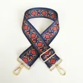 Detail of vintage ethnic floral wide canvas bag strap with golden metal lobster clasps - Dandelion (Gold Hook)