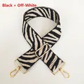 Zebra print wide replacement shoulder strap with gold alloy swivel hooks and metal buckle - Black + Cream + Gold Hook