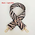 Adjustable black and light pink zebra print replacement shoulder strap with gold hooks - Black + Light Pink + Gold Hook