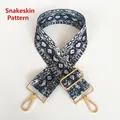 Close-up of snake print pattern canvas bag strap with golden metal swivel hooks - Snake Pattern (Gold Hook)