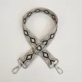 Detail of adjustable geometric embroidery bag strap with silver metal swivel hooks - Light Gray Mint Green Geometric Style (A41+Silver Hook)