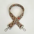 Detail view of adjustable embroidered diamond pattern strap with silver metal hooks - Orange Brown Vintage Argyle Style (A42+Silver Hook)