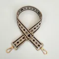 Detail of adjustable woven bag strap with geometric rhombus pattern and gold hooks - Olive Coffee Beige Argyle Style (A44+Gold Hook)