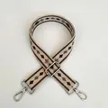 Detail view of adjustable diamond pattern bag strap with silver swivel hooks - Olive Coffee Beige Argyle Style (A44+Silver Hook)