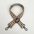 Adjustable wide shoulder strap with embroidered green and brown diamond pattern and gunmetal hooks - Olive Coffee Beige Argyle Style (A44 Gun+Gold Hook)