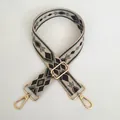 Detail of adjustable geometric diamond weave bag strap with gold metal hooks - Black Grass Green Beige Geometric Style (A45+Gold Hook)