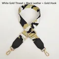 Detalle de la correa de camuflaje con tejido de hilo dorado y ganchos de metal oro - Blanco Oro Camuflaje