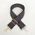 Detailed embroidery on vintage floral wide bag strap with light gold hardware - A53 Vintage Embroidery (Gold Hook)
