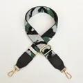Adjustable camouflage strap with green silver thread, black leather, and gold hooks - Green Silver Camouflage