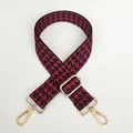 Detail of red and black houndstooth pattern bag strap with gold metal lobster clasps - Silver Hook / Red and Black-Silver Hook (8)