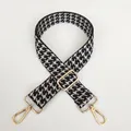 Adjustable wide replacement bag strap with classic black and white houndstooth jacquard pattern - Silver Hook / Classic Black and White-Silver Hook (9)