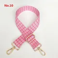 Close-up of pink houndstooth jacquard wide bag strap with golden metal swivel hooks - Silver Hook / Pink and Light Pink-Silver Hook (10)